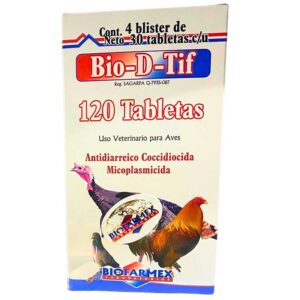 Bio-D-Tif 120 Tabletas — Antidiarreico Coccidiocida Micoplasmicida para Aves