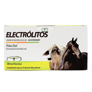 Riverfarma — Reconstituyente Electrolítico Oral para bovinos y caballos 10 Sobres de 100 g