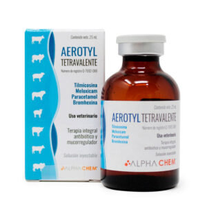 Aerotyl Tetravalente — Antibiótico, Analgésico, Mucorregulador y Antiinflamatorio para Bovinos