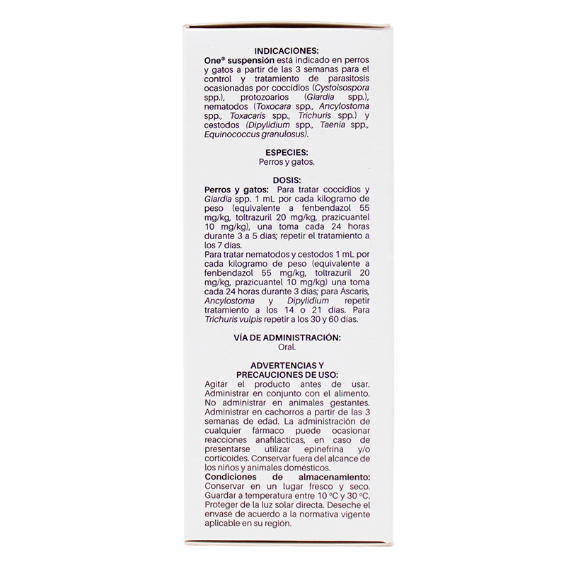 One® suspensión — Antiparasitario de amplio espectro para perros y gatos