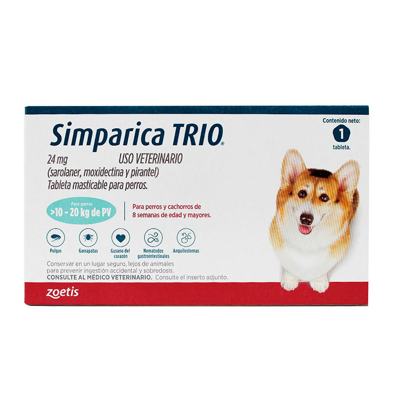 Simparica TRIO® — Antiparasitario Interno y Externo para Perros 1 Tableta