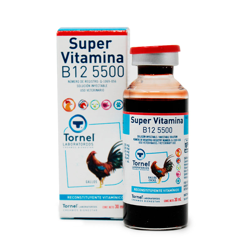 Super Vitamina B12 5500 — Complejo vitamínico inyectable para bovinos y caballos