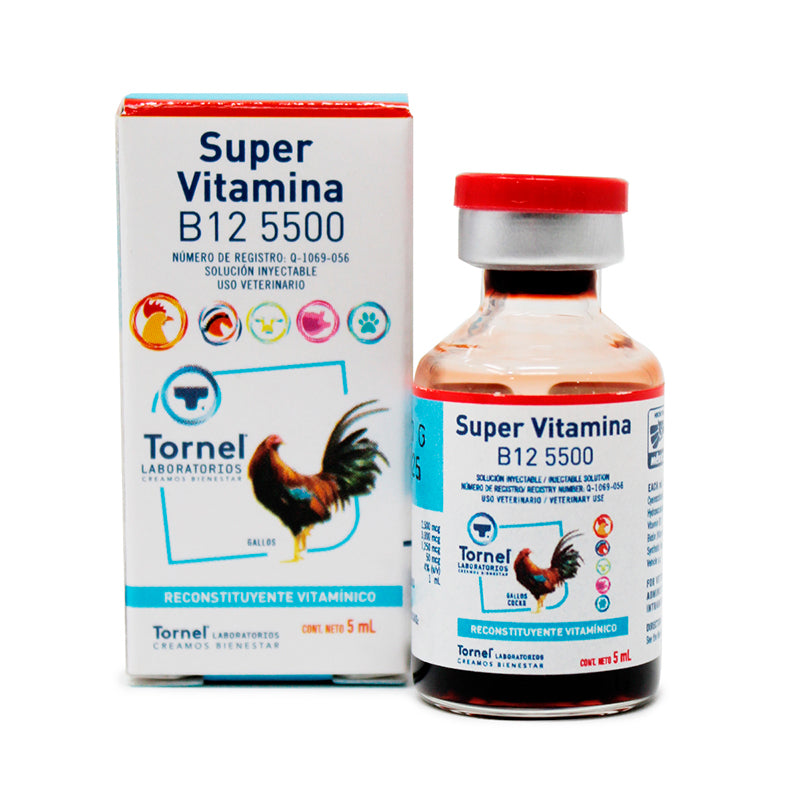 Super Vitamina B12 5500 — Complejo vitamínico inyectable para bovinos y caballos