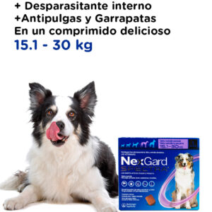 U-SHIELD con NexGard Spectra 15.1 - 30 kg — Desparasitante Interno y Externo para Perros