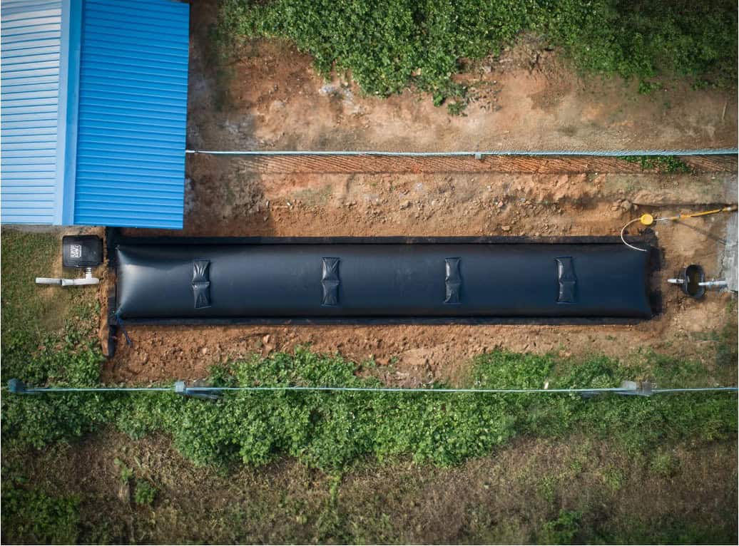 Biodigestor Sistema.bio de 40,000 litros — para 9 a 18 vacas o hasta 147 cerdos