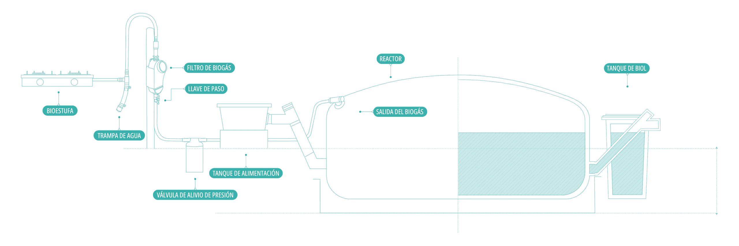 Biodigestor Sistema.bio de 12,000 litros — para 2 a 5 vacas o hasta 35 cerdos